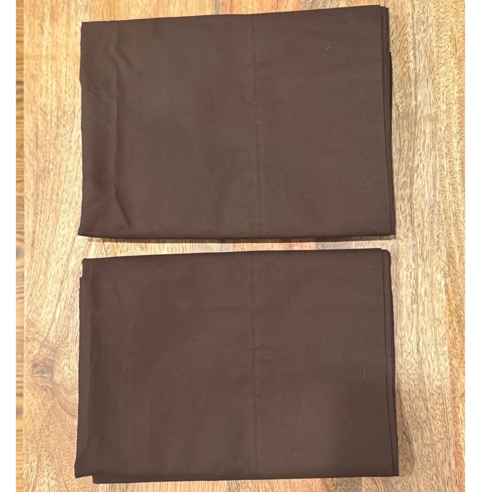 Quince Organic Cotton Crisp Percale King Pillowcase Set Espresso Brown Lux NEW